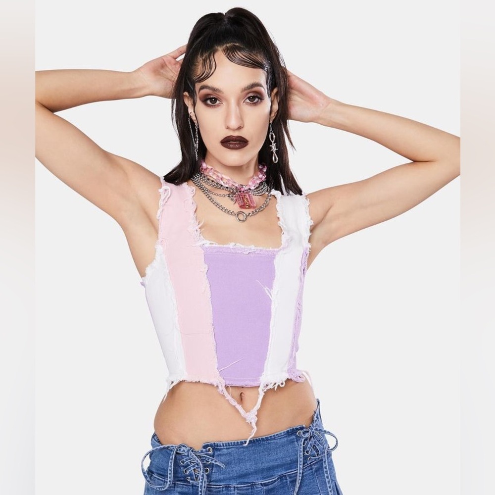 Jaded London patchwork denim corset top